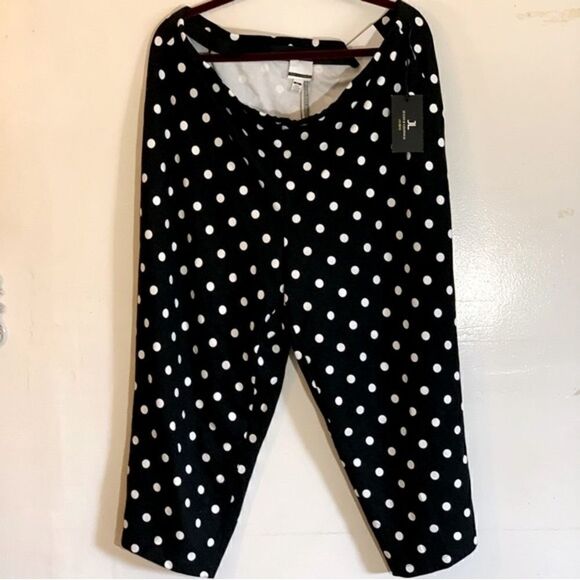 Jules & Leopold Pants Pull On Wide Leg Crop Black White Polka Dot Sz 2X Gorgeous - Picture 1 of 6